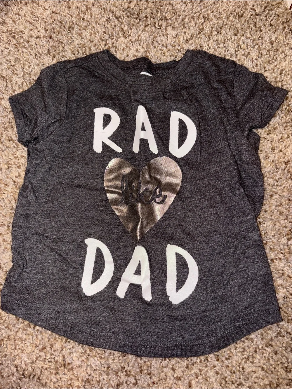 Old Navy Charcoal Gray 'RAD DAD' Graphic Tee with Metallic Heart